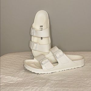 White rubber Birkenstock sandals